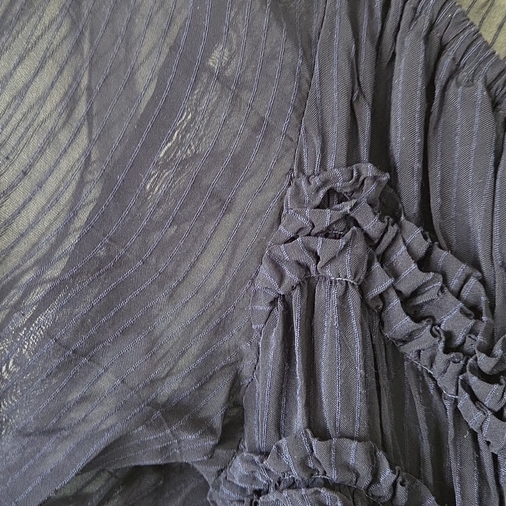 Idyllwind Romantic Ruffle Tiered Midi Dress Navy Blue‎ Lace Up Size M - Picture 10 of 10